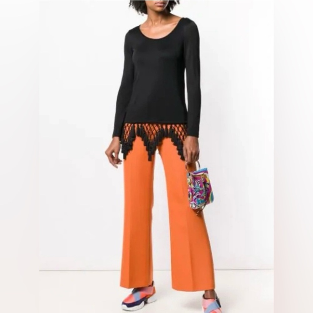 Emilio Pucci Black Macrame Tassel Hem Top